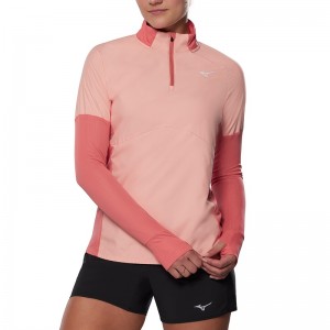 Apricot Pink Women's Mizuno Hybrid LS Tee T Shirts | KCH085729