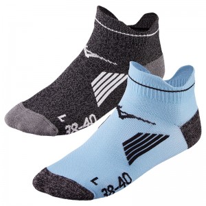 Black Blue Men's Mizuno Active Training Mid 2P Socks | LJO781602