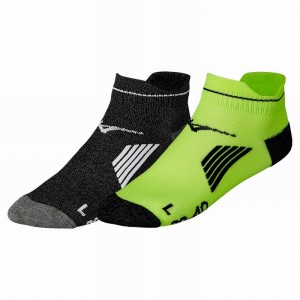 Black Green Men's Mizuno Active Training Mid 2P Socks | SUO179628