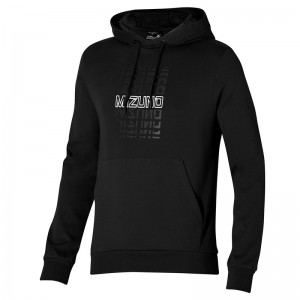 Black Men's Mizuno Athletics Graphic Hoody Tops | IKB905762