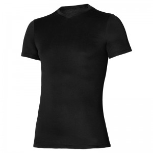 Black Men's Mizuno BT Under V Neck Tee T Shirts | YEF467023