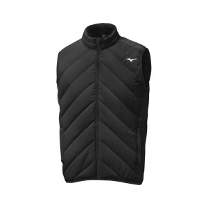 Black Men's Mizuno Breath Thermo Move Down Gilet Jackets | UBT893165