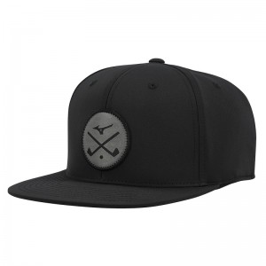 Black Men's Mizuno Crossed Clubs Snapbk Hats | QFZ237068