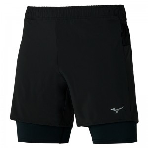 Black Men's Mizuno Er 5.5 2in1 Shorts | CDB198634