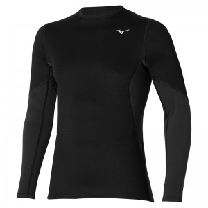 Black Men's Mizuno Merino Wool Crew Tops | RPL794816