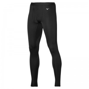 Black Men's Mizuno Mid Weight Long Tight Tops | IZL417630