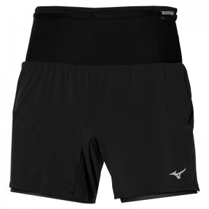 Black Men's Mizuno Multi Pocket 7.5 Shorts | YRS904678