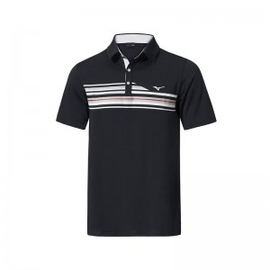 Black Men's Mizuno QD Elite Stripe Polo | ZQJ508723