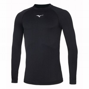 Black Men's Mizuno Uni Core LS Underlayer Tops | OPN745829