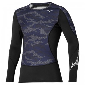 Black Men's Mizuno Virtual Body G3 Crew Tops | IXS921056