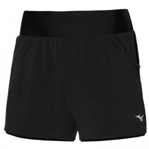 Black Women's Mizuno 2 In 1 4.5 Shorts | INF596401