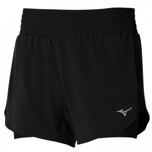 Black Women's Mizuno 2in1 4.5 Shorts | SJY538027