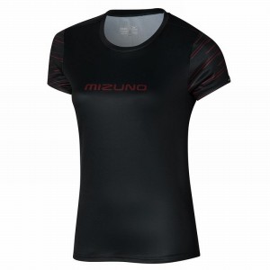 Black Women's Mizuno Athletics Graphic Tee T Shirts | BET974352