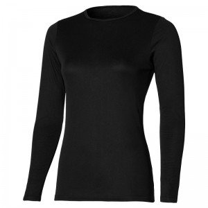 Black Women's Mizuno BT Under Roundneckls Tops | NTW976824