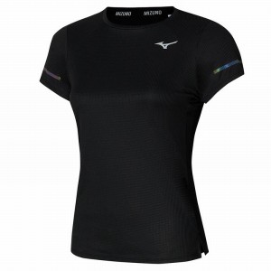 Black Women's Mizuno Dryaeroflow Tee T Shirts | GTK910546