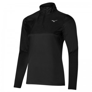 Black Women's Mizuno Hybrid LS HZ Tops | YPW314856