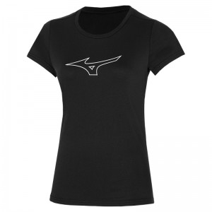 Black Women's Mizuno Rb Logo Tee T Shirts | HGF974625