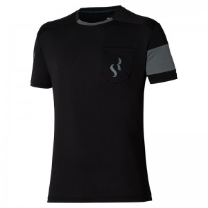 Black Women's Mizuno Sergio Ramos Casual Tee T Shirts | ZKG472513