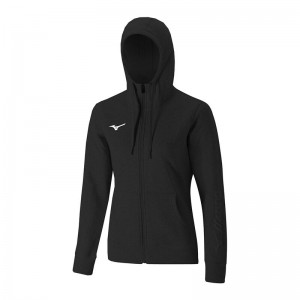 Black Women's Mizuno Sweat FZ Hoodie | JNA421368