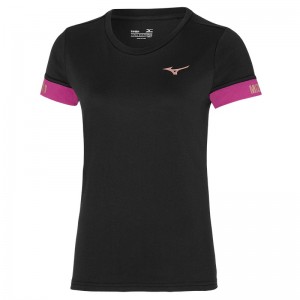 Black Women's Mizuno Tee T Shirts | EQN769482