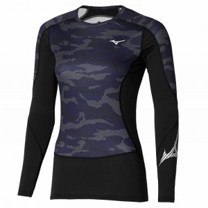 Black Women's Mizuno Virtual Body G3 Crew Tops | HGV654791