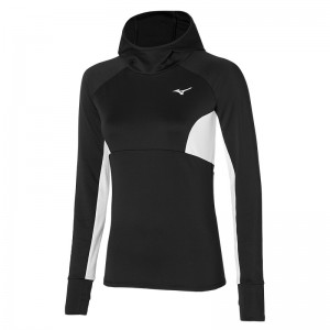 Black Women's Mizuno Warmalite Hooded LS Tops | VTI498125