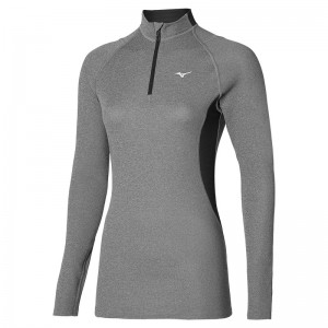 Black / Black Women's Mizuno Wool H/Z Tops | YHA814537