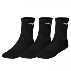 Black / Black / Black Men's Mizuno Training 3P Socks | TKW627851