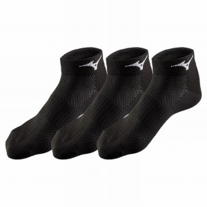 Black / Black / Black Women's Mizuno Training Mid 3P Socks | EML682371