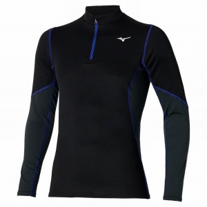 Black / Blue Men's Mizuno Merino Wool H/Z Tops | JAI932658