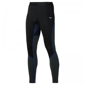 Black / Blue Men's Mizuno Merino Wool Long Tight | CIP241078