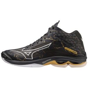 Black / Gold Men's Mizuno Wave Lightning Z7Mid Volleyball Shoes | HGN046851