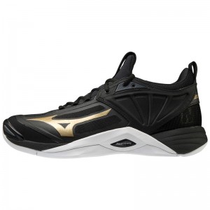 Black / Gold Men's Mizuno Wave Momentum 2 Volleyball Shoes | RFL912530