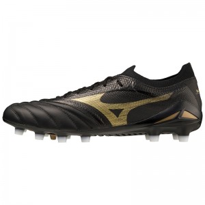 Black / Gold / Black Men's Mizuno Morelia Neo IV Beta Football Boots | NUL948026