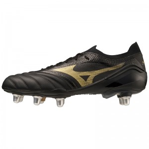 Black / Gold / Black Men's Mizuno Morelia Neo IV Beta Football Boots | PIR932754