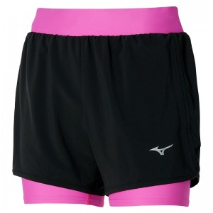 Black / Pink Women's Mizuno Er 4.5 2in1 Shorts | IZV915647