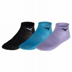 Black / Purple Men's Mizuno Training Mid 3P Socks | HFQ872314