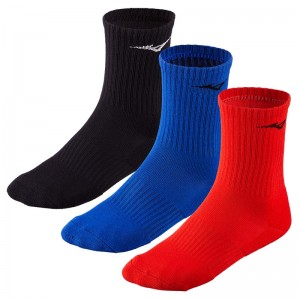 Black / Red Men's Mizuno Training 3P Socks | ZFX132504