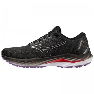 Black / Silver Women's Mizuno Wave Inspire 19 Running Shoes | XQD076215