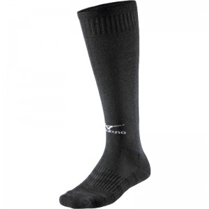 Black / White Men's Mizuno Comf Volleyball Long Socks | KTJ195680