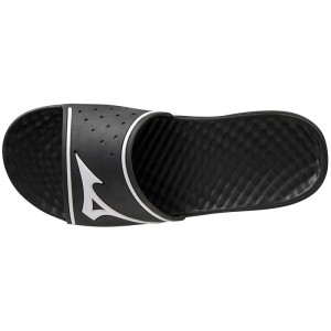 Black / White Men's Mizuno Relax Slide 2 Slides | GSD972601