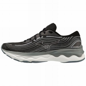 Black / White Women's Mizuno Wave Skyrise 4 Running Shoes | FPN091548