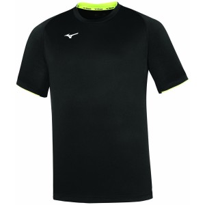 Black / Yellow Men's Mizuno Core SS Tee T Shirts | AIS954617