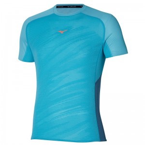 Blue Men's Mizuno Aero Tee T Shirts | BIA965723