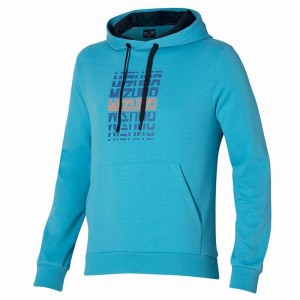 Blue Men's Mizuno Athletics Graphic Hoody Tops | GCJ052749