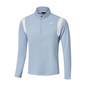 Blue Men's Mizuno Breeze Elite 1/4 Zip Tops | FZQ619483