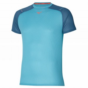 Blue Men's Mizuno Dryaeroflow Tee T Shirts | CKY605319