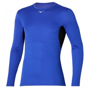 Blue Men's Mizuno Mid Weight Crew Tops | WJS097341