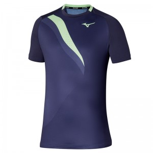 Blue Men's Mizuno Release Shadow Graphic Tee T Shirts | LWG524897