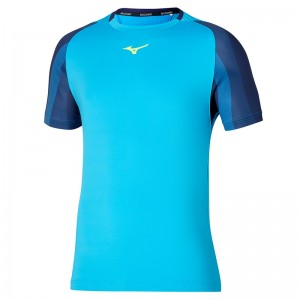 Blue Men's Mizuno Release Shadow Tee T Shirts | XUQ351268